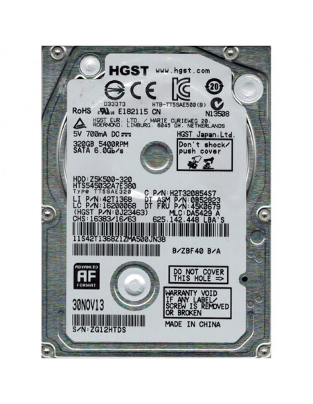 DISCO DURO 2 5  SATA 320GB HITACHI BSECTR