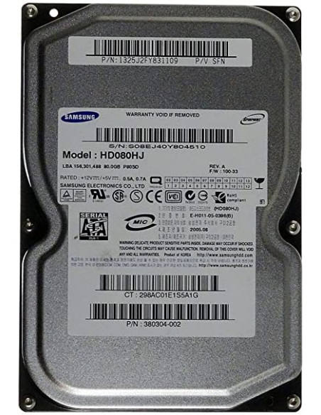 DISCO DURO HDD 3 5  SATA 80GB SAMSUNG HD080HJ