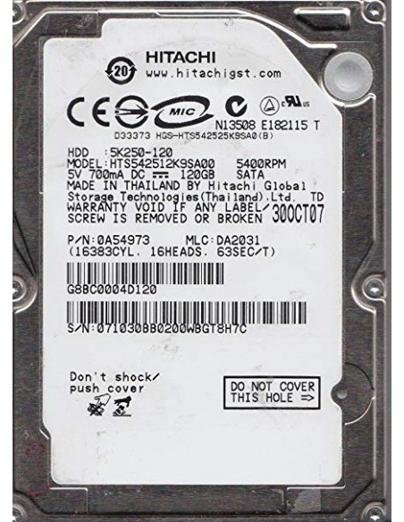 DISCO DURO  2 5  HITACHI 120GB SATA3 HTS542512K9SA