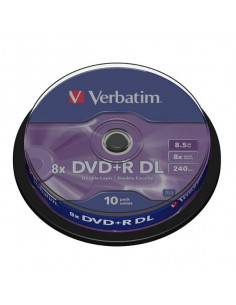 DVD R DL DOBLE CAPA VERBATIM 8X 8 5GB 10U