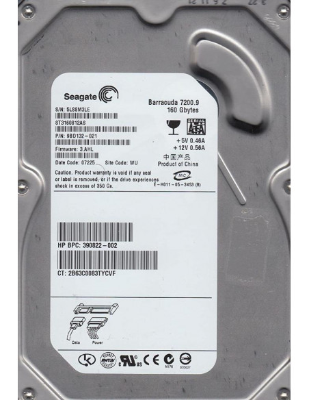 DISCO DURO HDD 3 5  SATA 160GB SEAGATE ST3160812AS