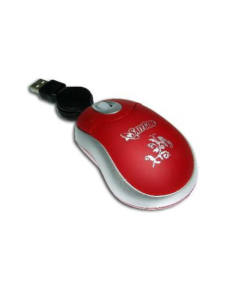 RATON USB OPTICO RUEDA SCROLL RETRACTIL ROJO 500