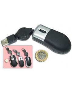 RATON USB MICRO NEGRO CABLE RETRACTIL