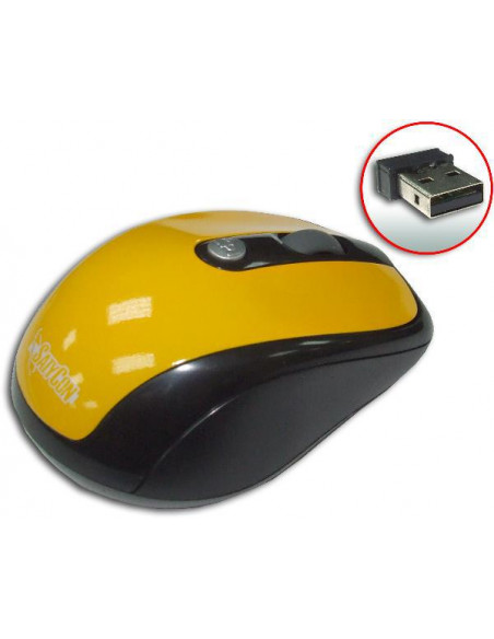 RATON USB INALAMBRICO NEGRO/AMARILLO METAL SATYCON