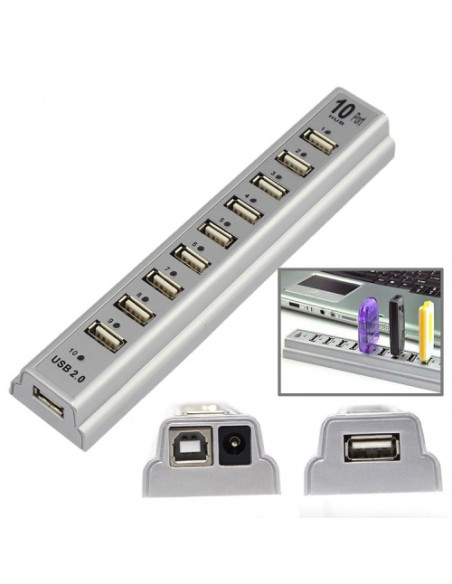 HUB USB 2 0 DE 10 PUERTOS SIN ALIMENTACION