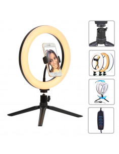 ARO DE LUZ LED CON TRIPODE PARA MESA ANILLO 26CM