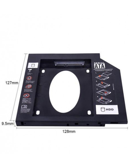 ADAPTADOR DISCO DURO Y SSD 2 5  SATA A DVD 9 5MM