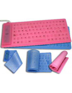 TECLADO REDUCIDO USB FLEXIBLE SILICONA ROSA SATYCO