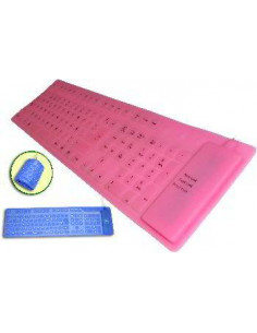 TECLADO EXPANDIDO USB FLEXIBLE SILICONA ROSA SATYC
