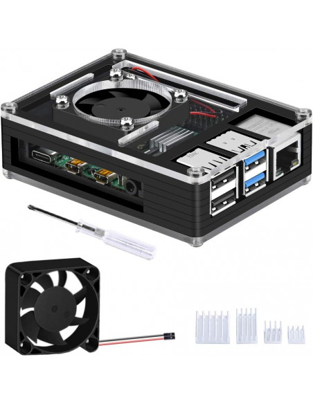 CAJA NEGRA PARA RASPBERRY PI 4B CON VENTILADOR
