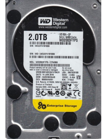 DISCO DURO 3 5  HDD WESTERN DIGITAL USADO 2 TB