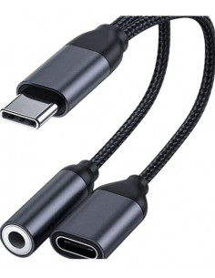 ADAPTADOR AURICULARES Y CARGADOR 2 EN 1 TIPO C A3 