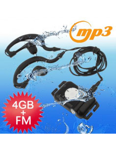 REPRODUCTOR MP3 FM 4GB RESISTENTE AL AGUA NEGRO