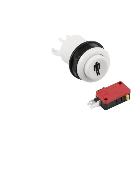 BOTON PULSADOR REDONDO ARCADE BLANCO 1 JUGADOR