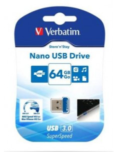 PENDRIVE USB 3 0 VERBATIM NANO 64GB AZUL