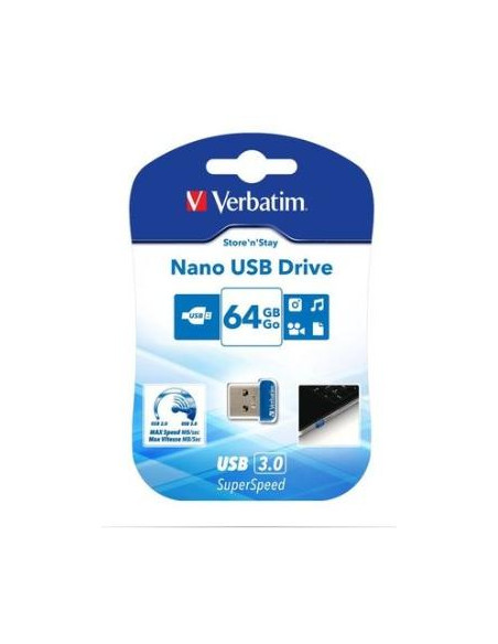 PENDRIVE USB 3 0 VERBATIM NANO 64GB AZUL