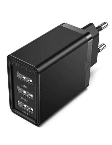 CARGADOR DE PARED VENTION 3XUSB 5V 2 4A NEGRO