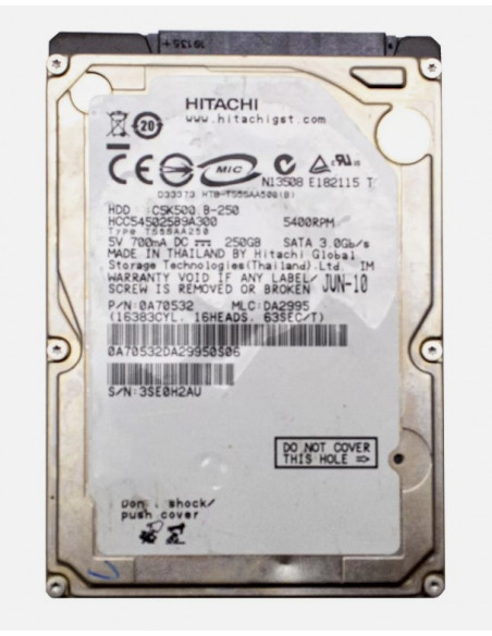  DISCO DURO HDD 2 5  SATA 250GB HITACHI HCC545025B